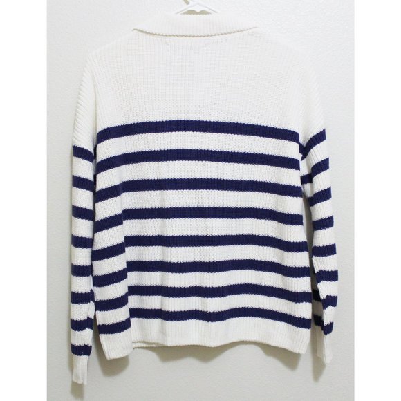 NWT LOFT Striped Lace Up Polo Sweater - Picture 6 of 6